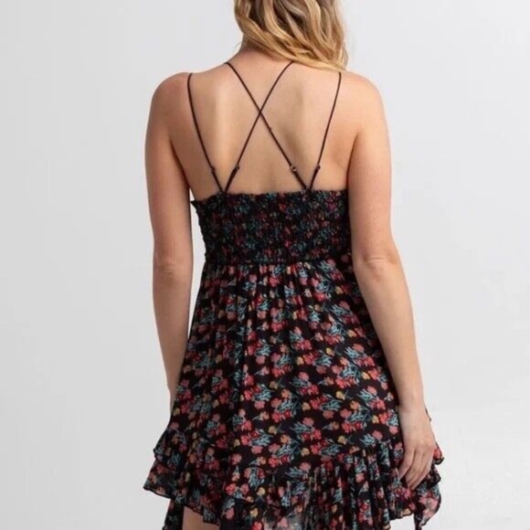 Free People One Intimately Adella Floral Mini Dress Black Combo Size XS - NWT - Picture 2 of 16